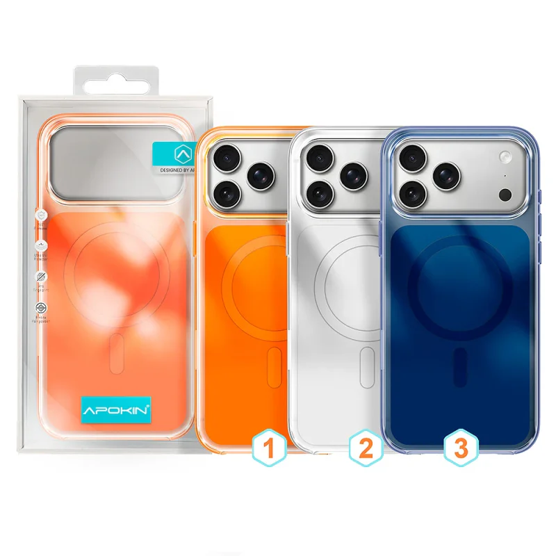 Capa Apokin para iPhone 17 Pro Max e 18 Pro Max Silicone Premium com MagSafe Laranja