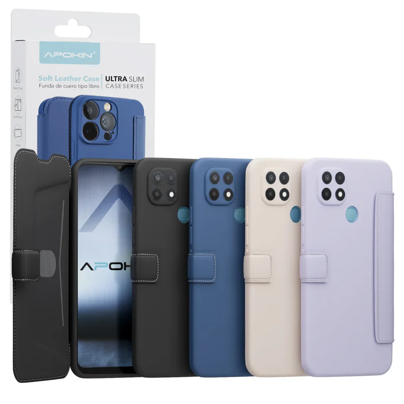Capa Apokin para Oppo A15 em Silicone com Toque Suave Preto