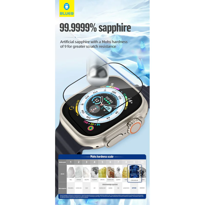 Protetor Apokin para Apple Watch Ultra 1/2/3 49 mm em Vidro e Liga de Titânio Cinza - Imagem 6