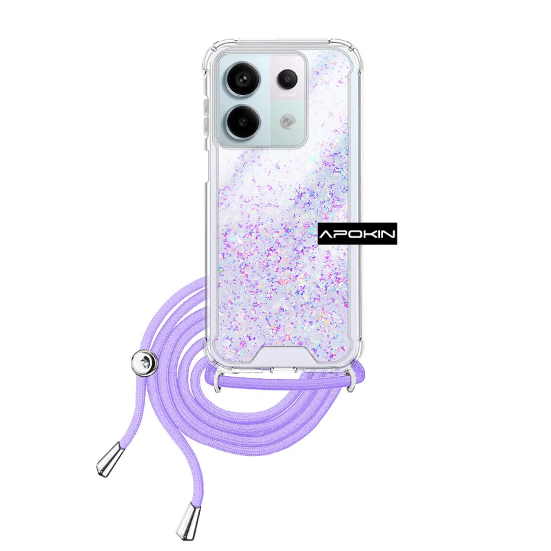 Capa de Gel Apokin com Cordão para Xiaomi Redmi Note 13 Pro 5G Transparente Lilás - Imagem 2