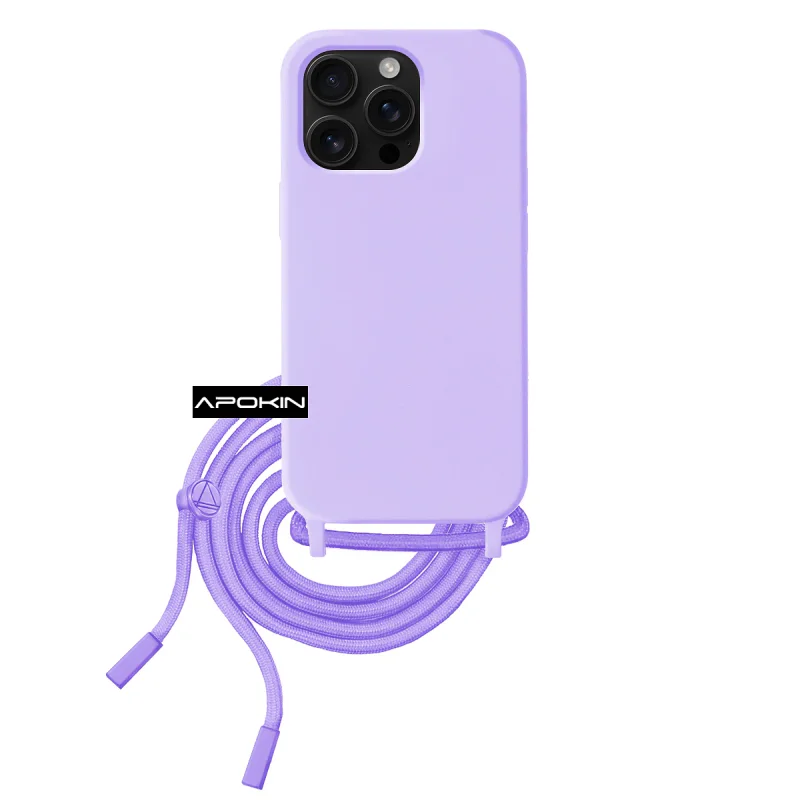 Capa Flexível Apokin para iPhone 16 Pro com Cordão Lilás - Imagem 4