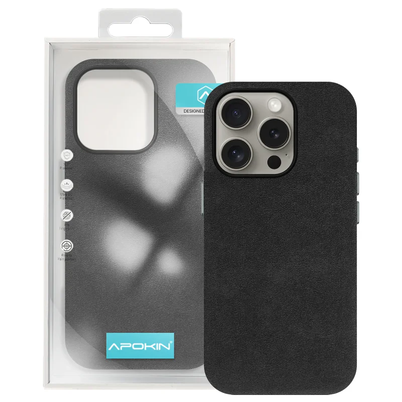 Capa Apokin para iPhone 15 Pro Max Pele Alcântara Azul - Imagem 6