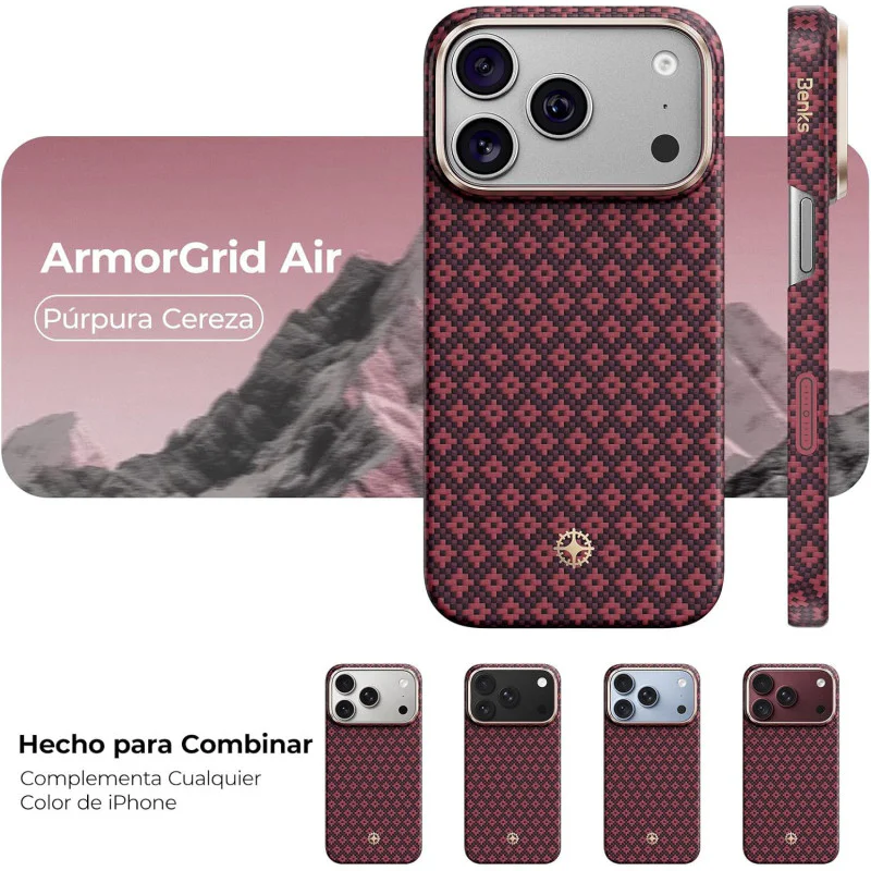 Capa BENKS ArmorGrid Air em Kevlar para iPhone 17 Pro e 18 Pro Vermelho - Imagem 4