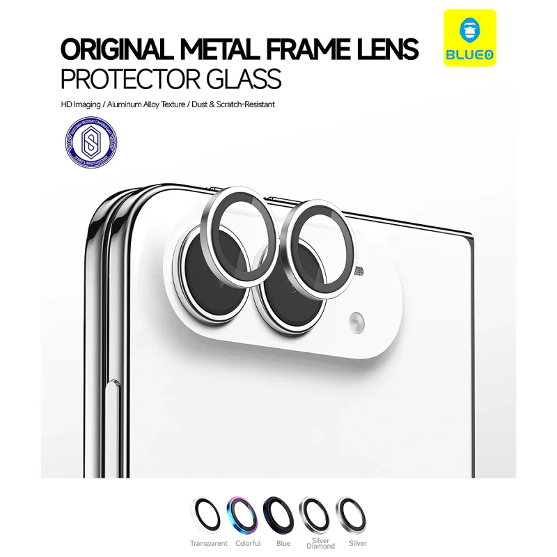 Protetor de Lentes Apokin BLUEO para iPhone 18 Duo com Armação Metálica Prata - Imagem 1