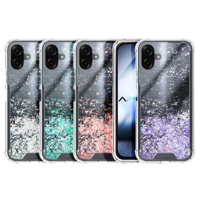 Capa de Gel e Acrílico Transparente com Purpurina Apokin para Samsung Galaxy A07 / A08 Lilás - Imagem 1