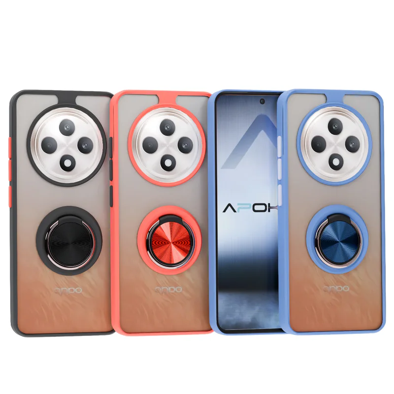 Capa de Gel Apokin com Íman Suporte e Efeito Fumado para Oppo Reno 12F Azul