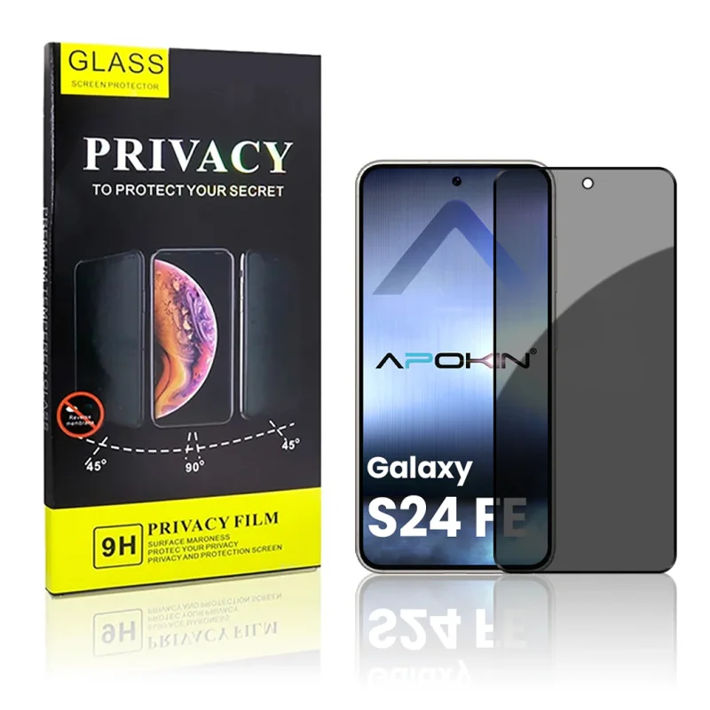 Película de Vidro Temperado de Privacidade Apokin 5D Curvo para Samsung Galaxy S24 FE, A56 e A36
