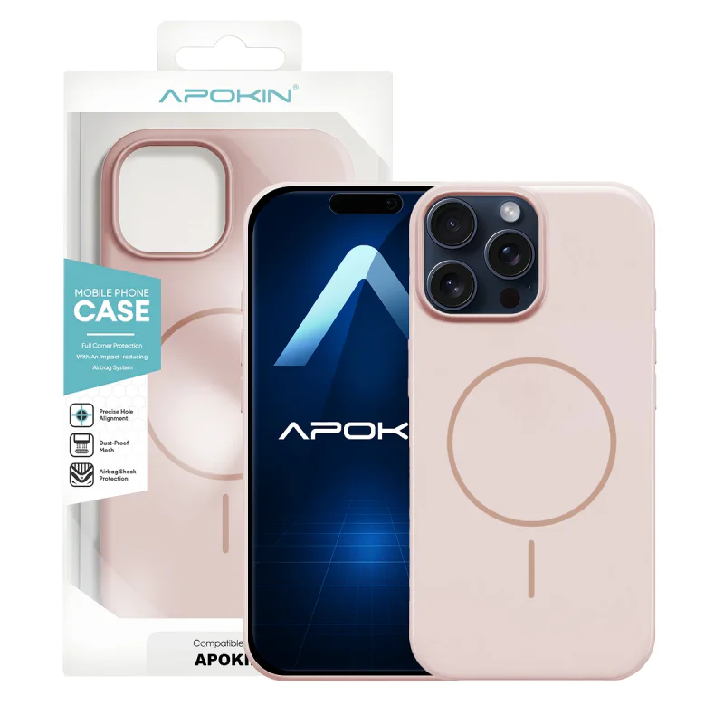 Capa Apokin para iPhone 15 Pro Max em Silicone Premium com MagSafe Fúcsia - Imagem 5