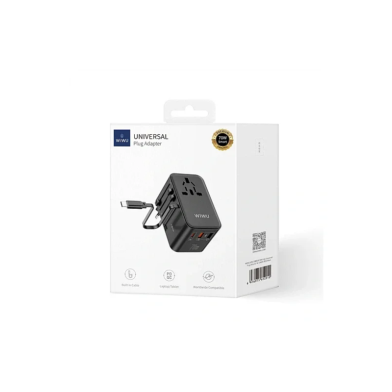 Adaptador de Viagem Wiwu International UA-004 com Carregador 70 W Preto - Imagem 3