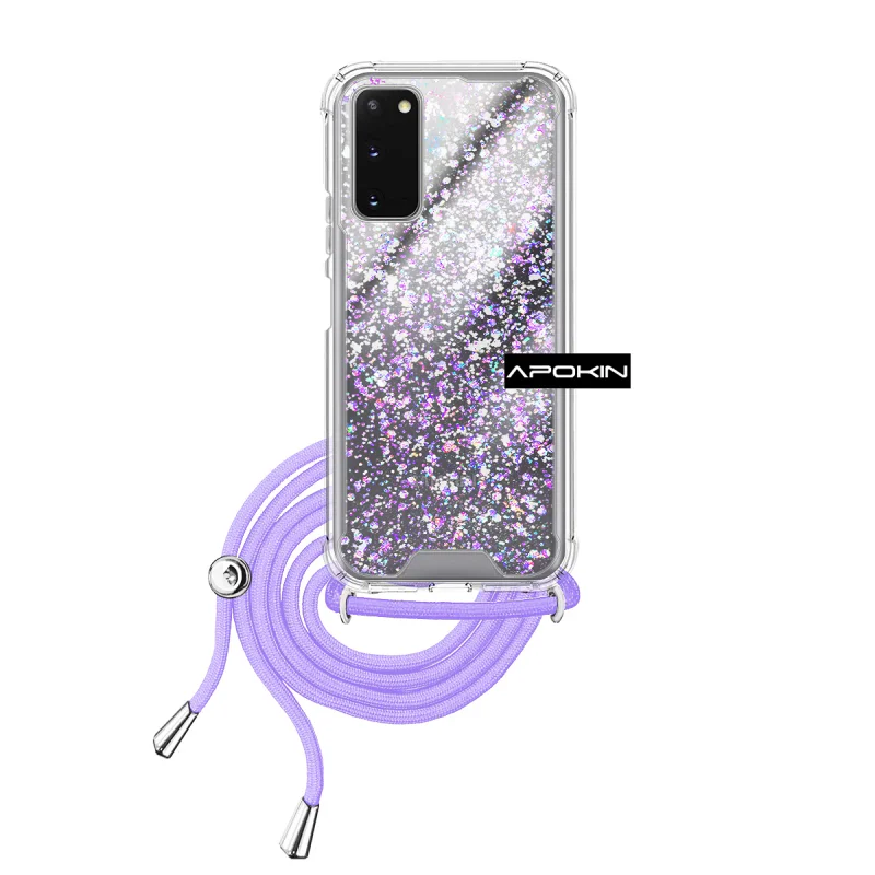 Capa Apokin para Samsung Galaxy S20 Plus Gel Transparente com Cordão Lilás - Imagem 2