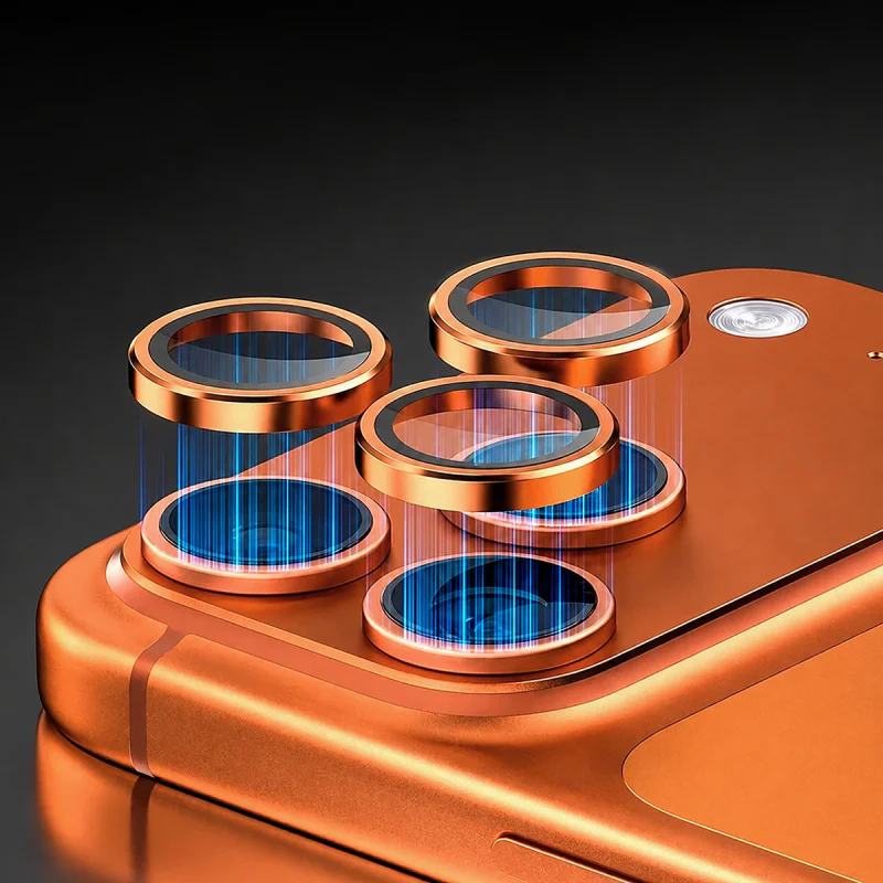 Protetor de Lentes em Vidro Temperado com Anel Metálico Apokin para Apple iPhone 18 Pro e iPhone 18 Pro Max Azul - Imagem 4