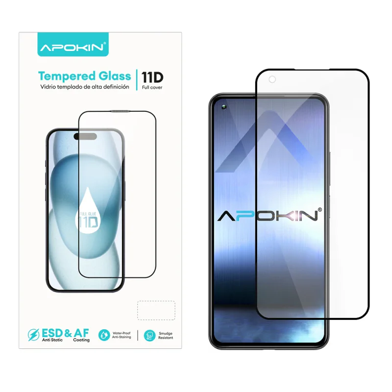 Película de Vidro Temperado Curvo 11D Apokin para Xiaomi Mi 11 Lite / 12 Lite / Vivo X50 Preto