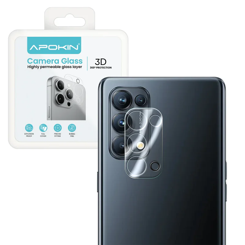 Protetor de Câmara Apokin para Oppo Reno 5 Pro e Find X3 Neo Vidro Temperado Transparente