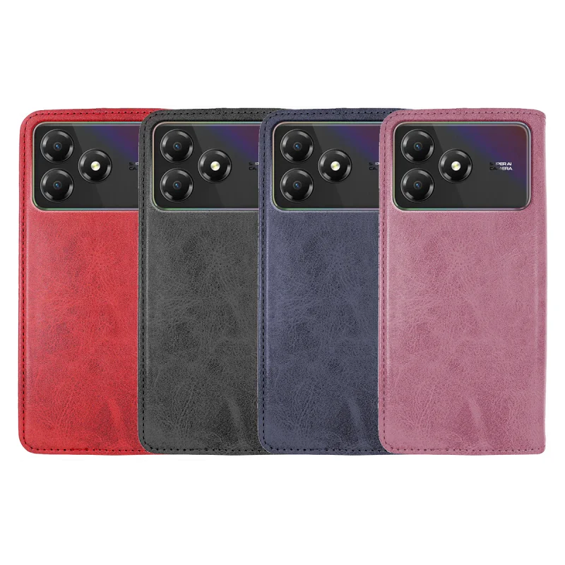Capa de Livro Apokin para ZTE Blade A36 em Ecopele com Porta-Cartões Vermelho - Imagem 1
