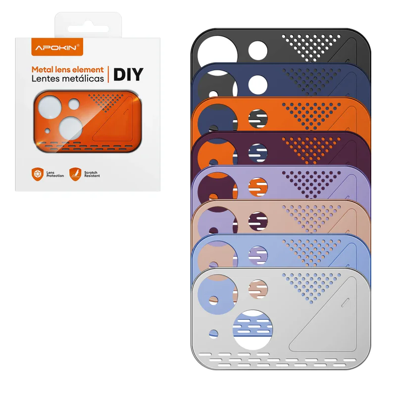 Protetor de Lentes Apokin em Alumínio para iPhone 15 Laranja