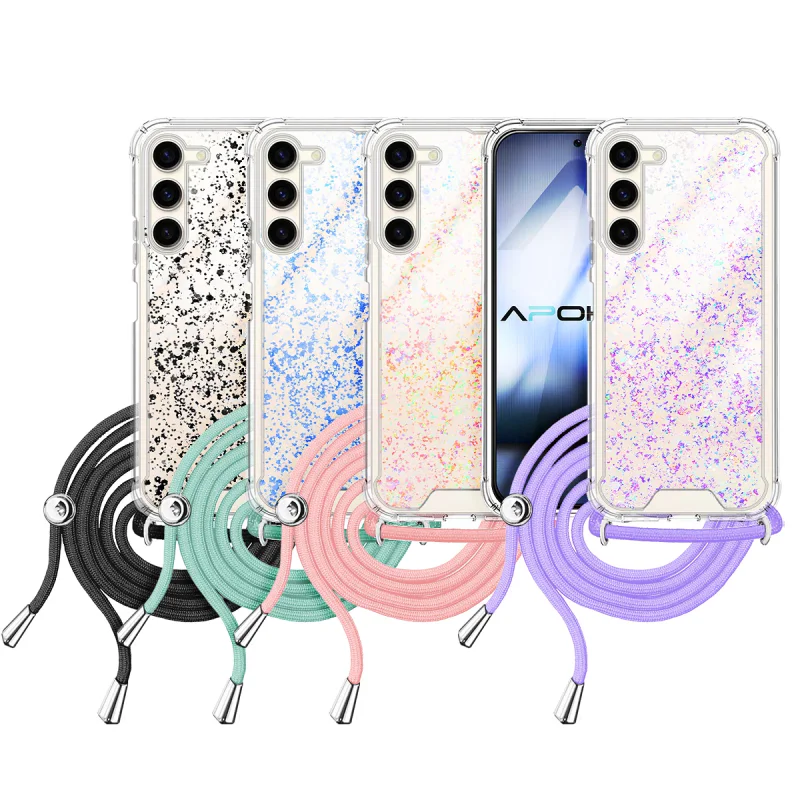 Capa Apokin para Samsung Galaxy S23 em Gel Transparente com Cordão Azul Turquesa - Imagem 1