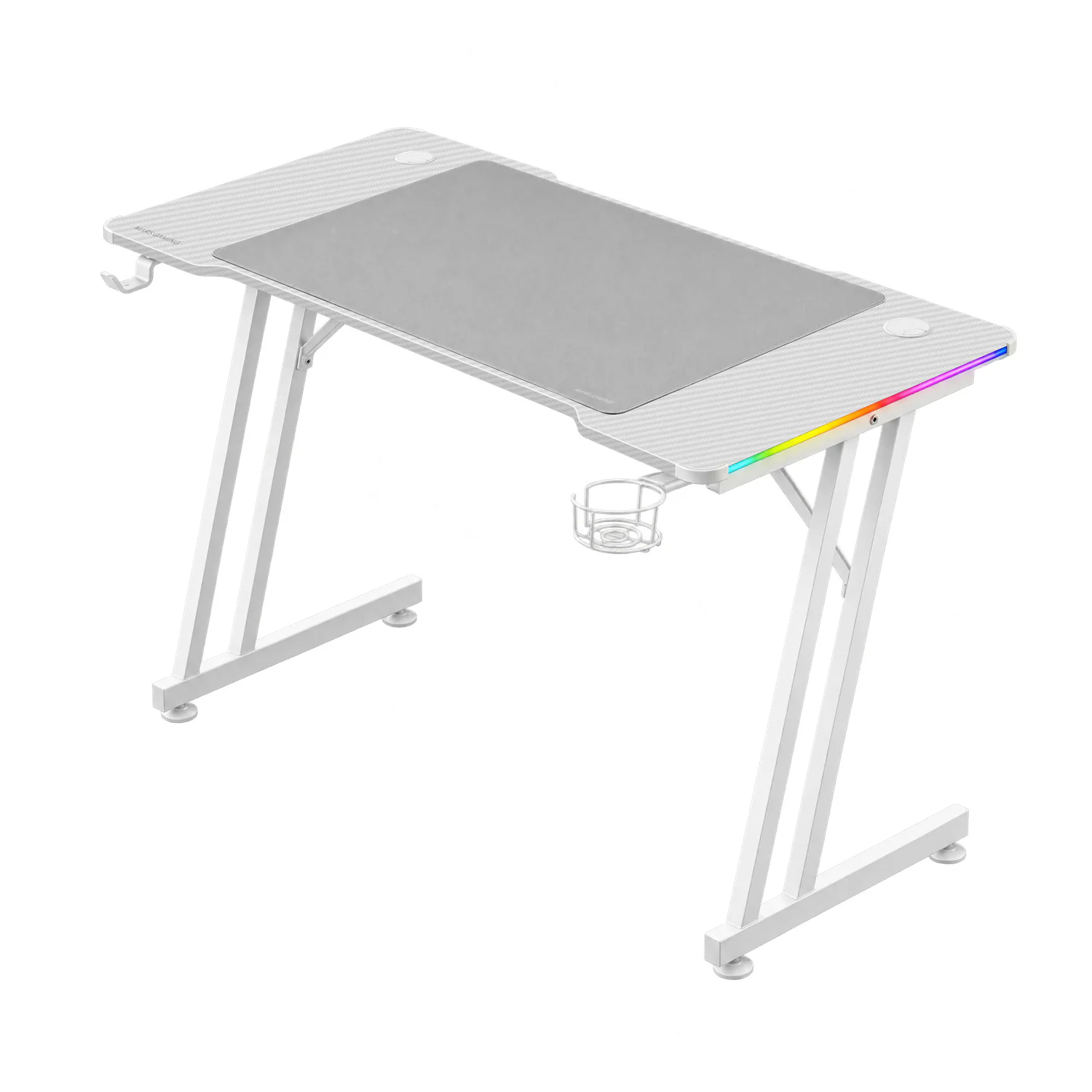 Secretária Gaming Mars Gaming MGD-A120RGB 120x60 cm com Iluminação RGB e Tapete XXL Branca - Imagem 4