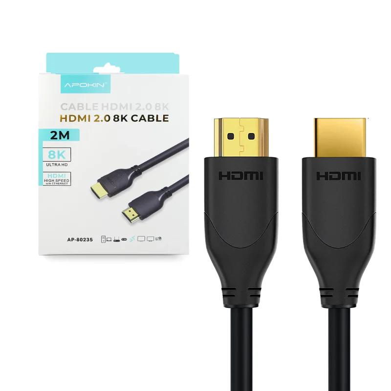 Cabo HDMI Apokin 8K Ultra Alta Definição Conetores Dourados 2 m