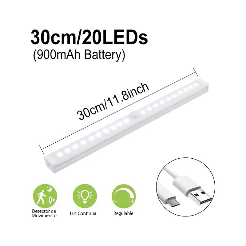 Lâmpada LED Apokin 30 cm 20 LEDs com Sensor de Movimento e Bateria Noturna