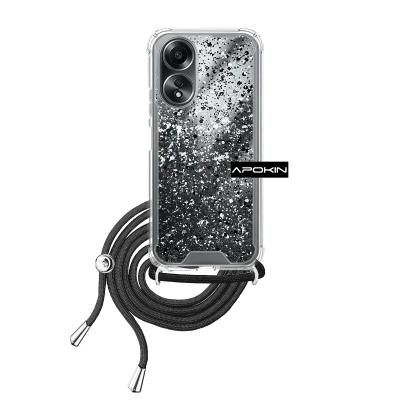 Capa Apokin para Oppo A58 4G em Gel Transparente com Cordão Azul Turquesa - Imagem 5