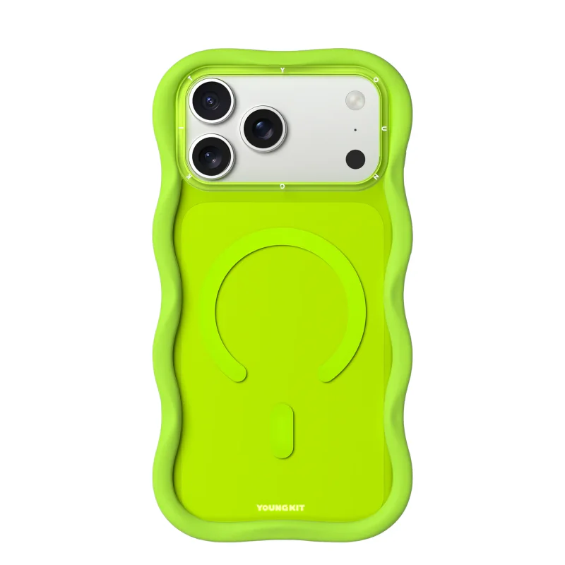 Capa Apokin Youngkit para iPhone 17 Pro / 18 Pro Big Wave Magnética Multicolor Verde néon - Imagem 1