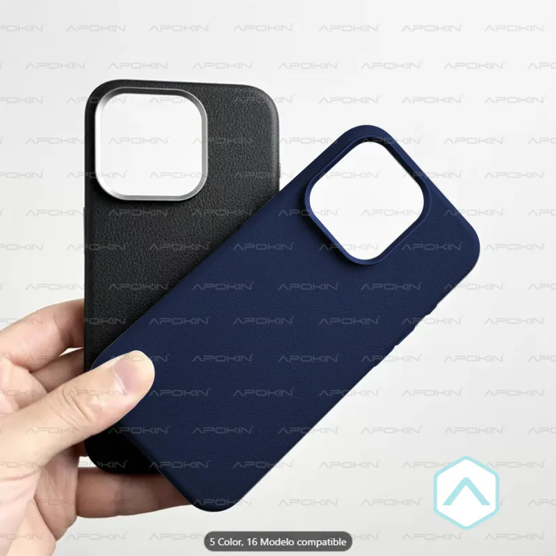 Capa Apokin para iPhone 15 Pro em Pele Azul - Imagem 6