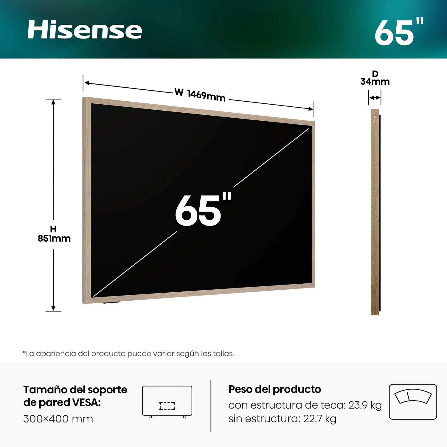 Smart TV Hisense CanvasTV S7S 65S7S 65" 4K QLED 144 Hz Ecrã Hi-Matte VIDAA - Imagem 6