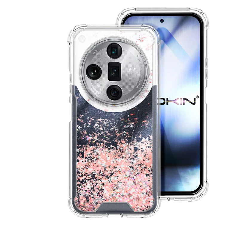 Capa Apokin para Oppo Find X7 em Gel Transparente com Brilhos Turquesa - Imagem 3