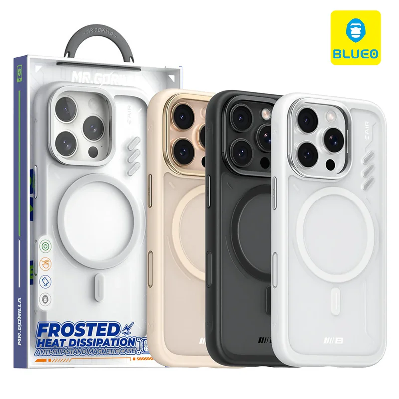 Capa Apokin BLUEO para iPhone 16 Pro Magnética Mate com Suporte Branco