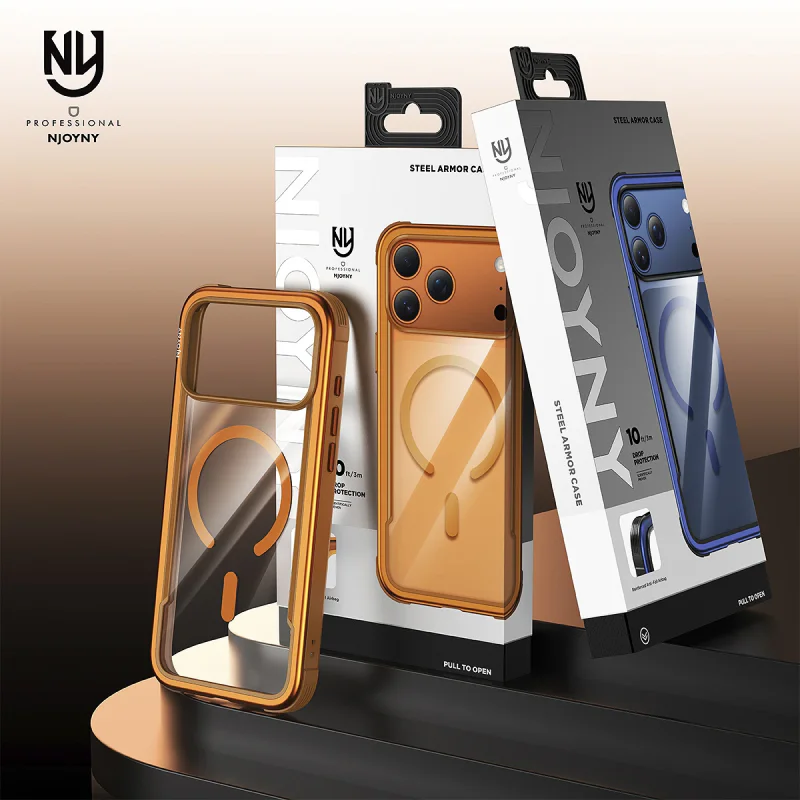 Capa Apokin NJOYNY Steel Armor S2-MAG para iPhone 17 Pro / 18 Pro Laranja - Imagem 2