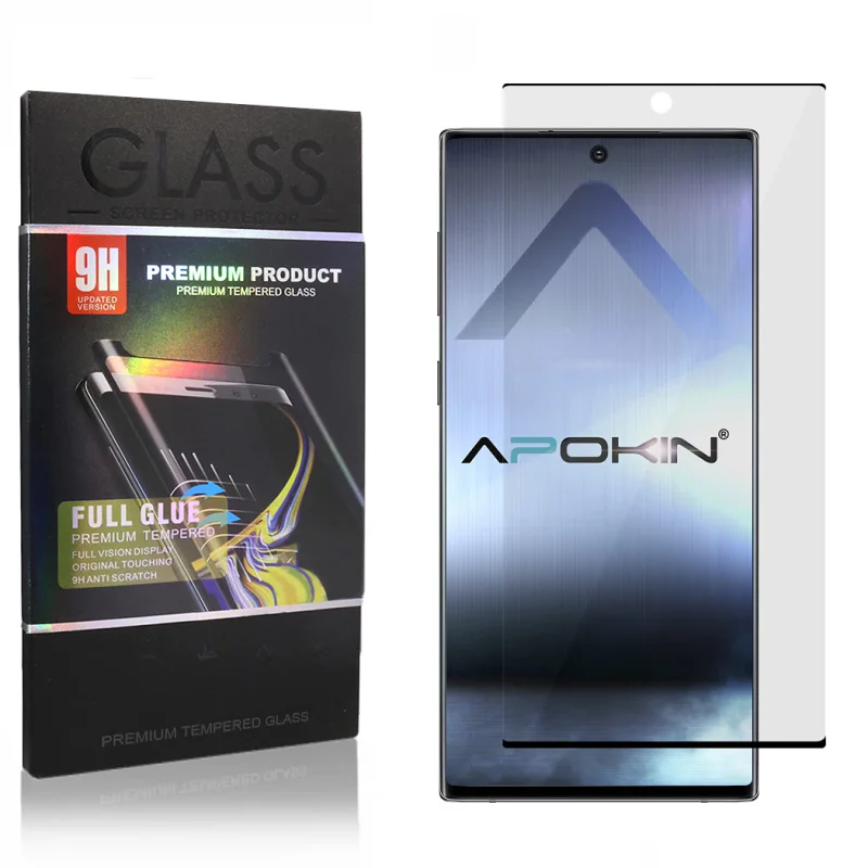 Película de Vidro Temperado Apokin para Samsung Galaxy Note 10 Curva Cola Total Transparente