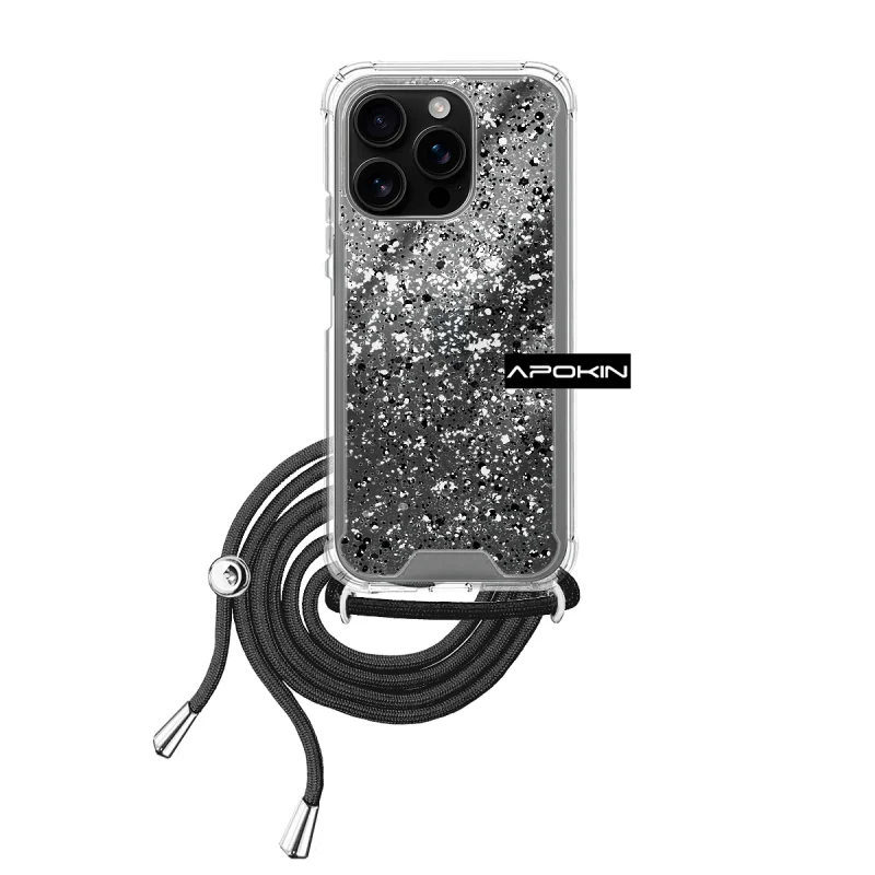 Capa de Gel Apokin Transparente com Cordão para iPhone 16 Pro Preto - Imagem 5