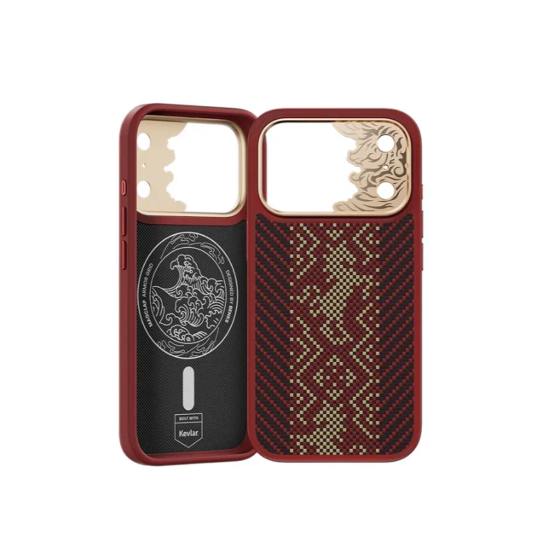 Capa Apokin Benks Yudun Y3 para iPhone 17 Pro Max e 18 Pro Max Magnética em Kevlar Vermelho - Imagem 2