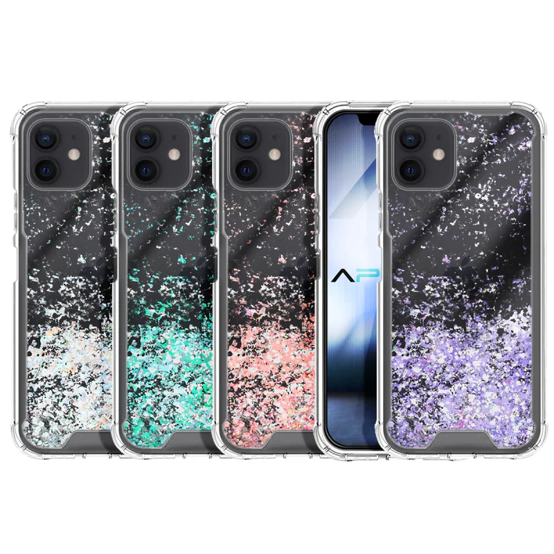 Capa de Gel Apokin para iPhone 12 e 12 Pro Transparente com Glitter Lilás - Imagem 1