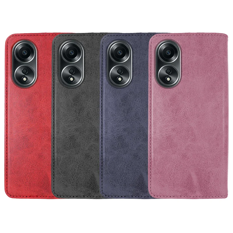 Capa Livro Apokin para Oppo A58 4G com Porta-cartões em Pele Sintética Preto