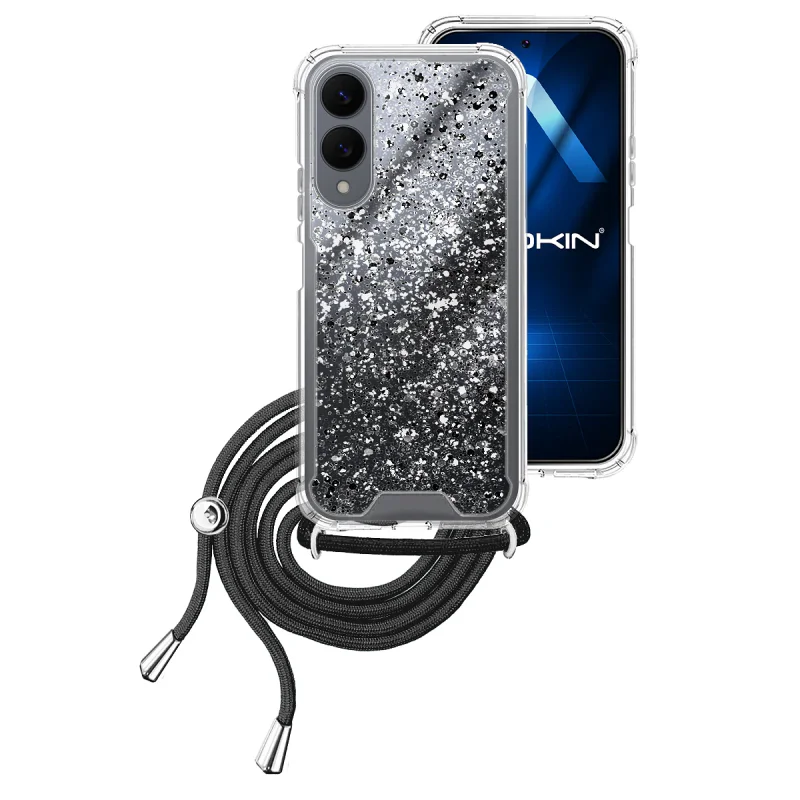 Capa Apokin para Samsung Galaxy S25 Edge Gel Transparente com Cordão Azul Turquesa - Imagem 4