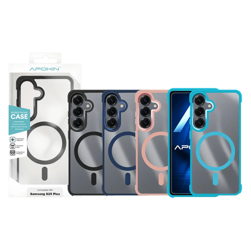 Capa Apokin Premium para Samsung Galaxy S25 Plus em Silicone com MagSafe Azul-Marinho
