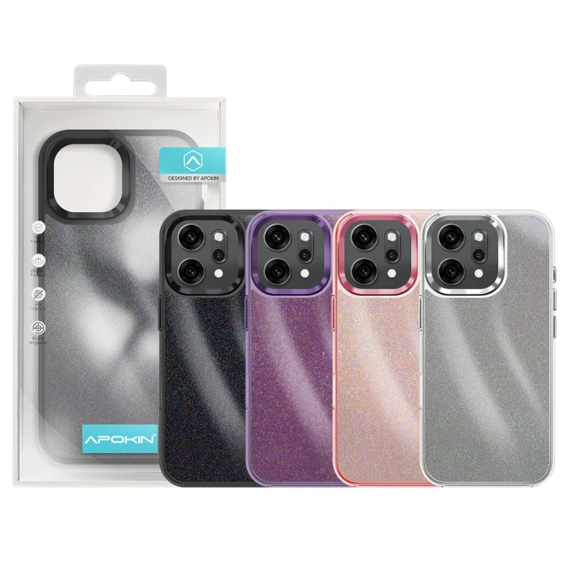Capa Apokin Acrílica com Glitter para Oppo Reno 14 Pro Preto