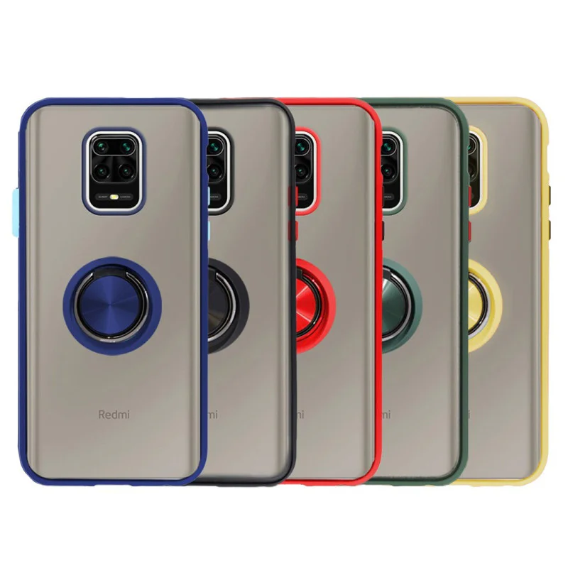 Capa de Gel Apokin para Xiaomi Redmi Note 9S e Note 9 Pro Magnética com Suporte Fumada Preto