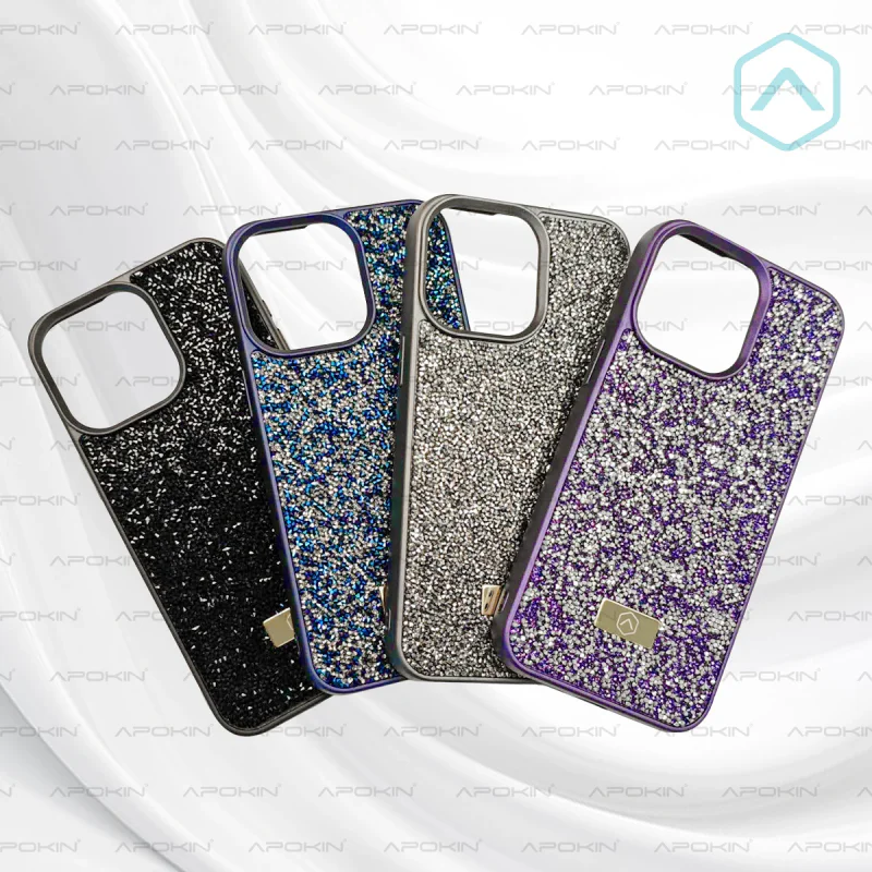 Capa Apokin para iPhone 16 Silicone com Cristais Azul - Imagem 6