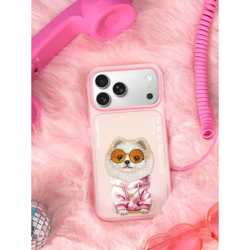 Capa Apokin Nimmy Friends Óculos de Sol com MagSafe para iPhone 16 Pro Cão Rosa - Imagem 3