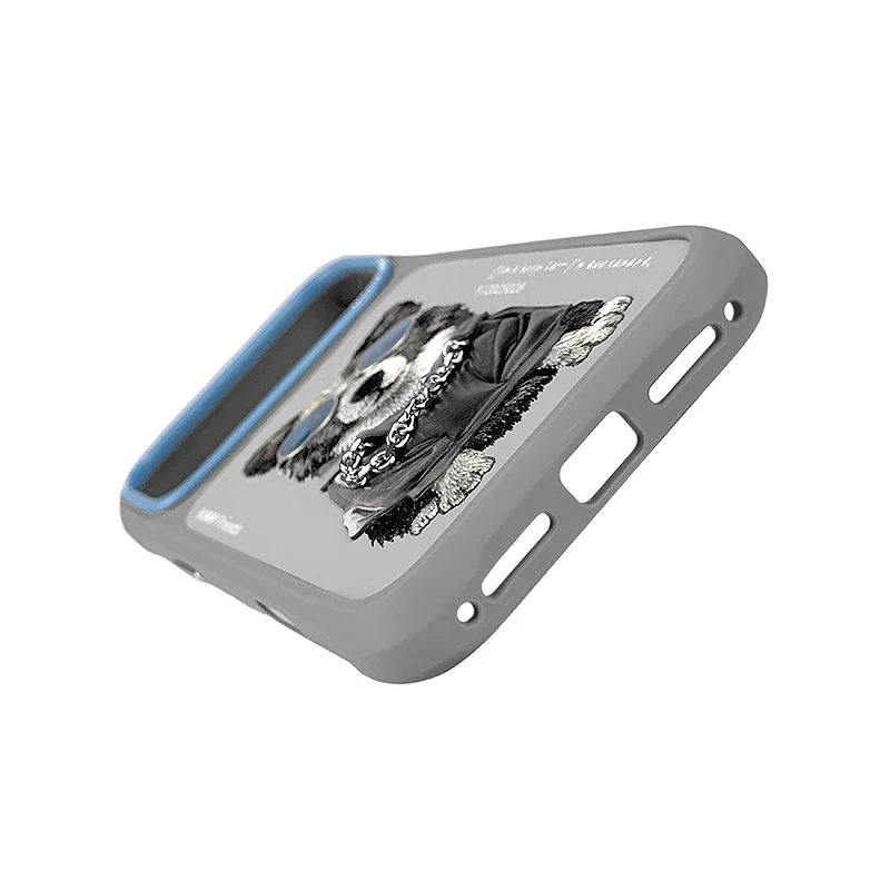 Capa Apokin Nimmy para iPhone 16 Pro com Bordado e MagSafe Cinza - Imagem 3