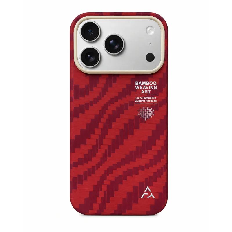 Capa Apokin Eastern Airity em Fibra Padrão Bambu para iPhone 17 Vermelho