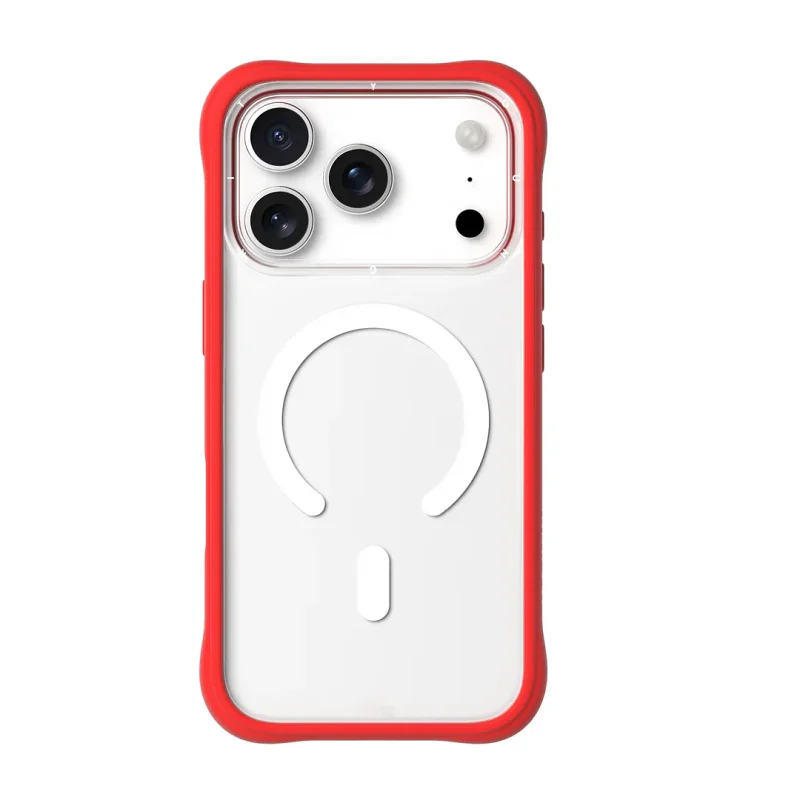 Capa Apokin Youngkit Série Dinâmica II para iPhone 17 Pro Max e 18 Pro Max Transparente com Anel Magnético Vermelho