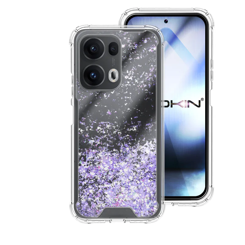 Capa Apokin para Oppo Reno 13 Pro 5G Gel Transparente com Glitter Rosa - Imagem 5