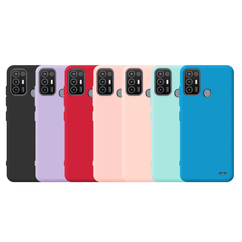 Capa Apokin de Silicone Suave com Proteção de Câmara 3D para ZTE Blade A52 Azul Turquesa