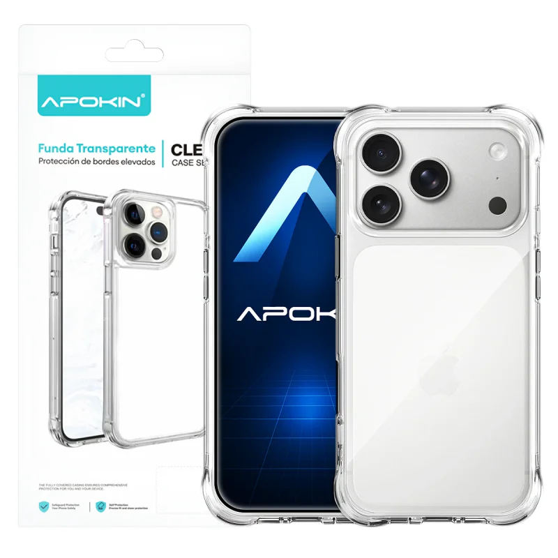 Capa Apokin para iPhone 17 Pro Max e 18 Pro Max Silicone Transparente Espessura Extra 3,3 mm