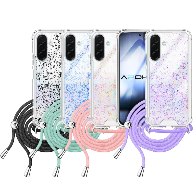 Capa Apokin para Samsung Galaxy A36 Gel Transparente com Cordão Lilás - Imagem 1