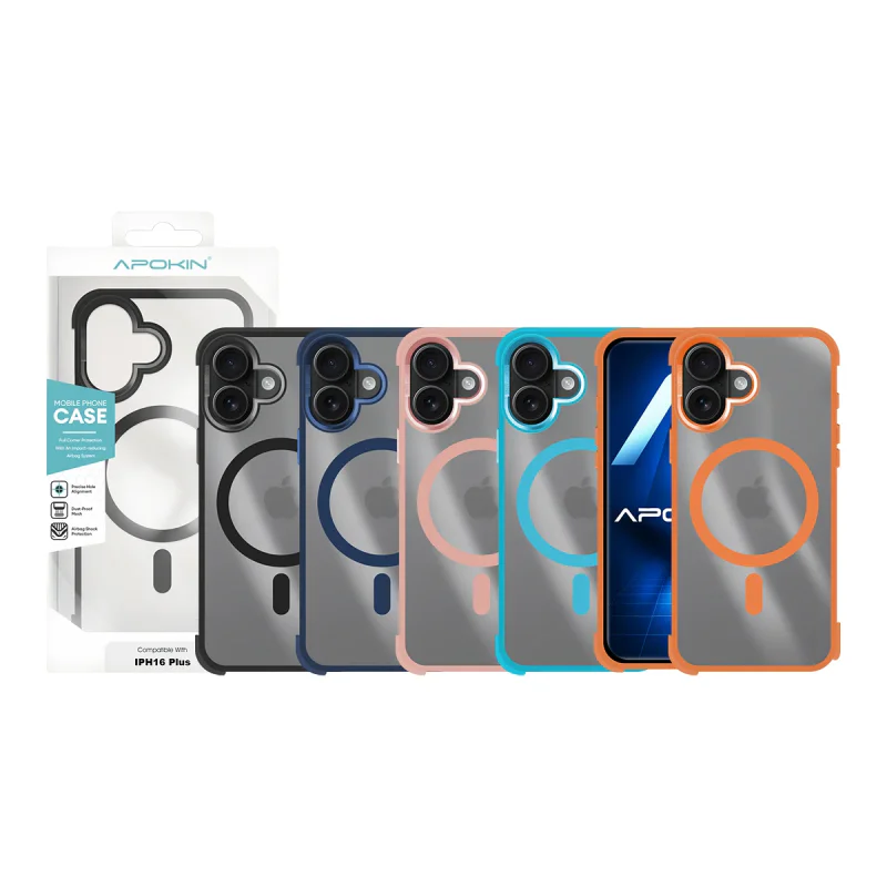 Capa de Silicone Apokin para iPhone 16 Plus com MagSafe Preto
