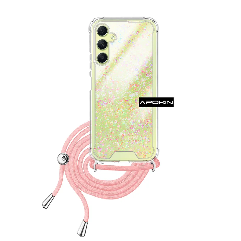 Capa de Gel Apokin para Samsung Galaxy A34 5G Transparente com Cordão Lilás - Imagem 3